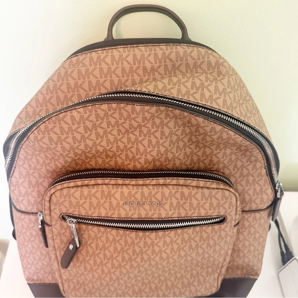 Michael Kors Hudson Logo Canvas Leather Large Backpack